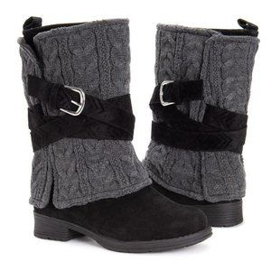 MUK LUKS NIKITA Boot BLACK/GREY sz 9 NWT
